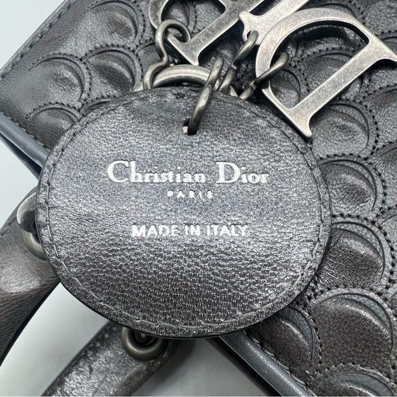 RARE Christian Dior Lambskin Fish Scale Detail Medium Lady Dior Top Handle Bag - Picture 16 of 16
